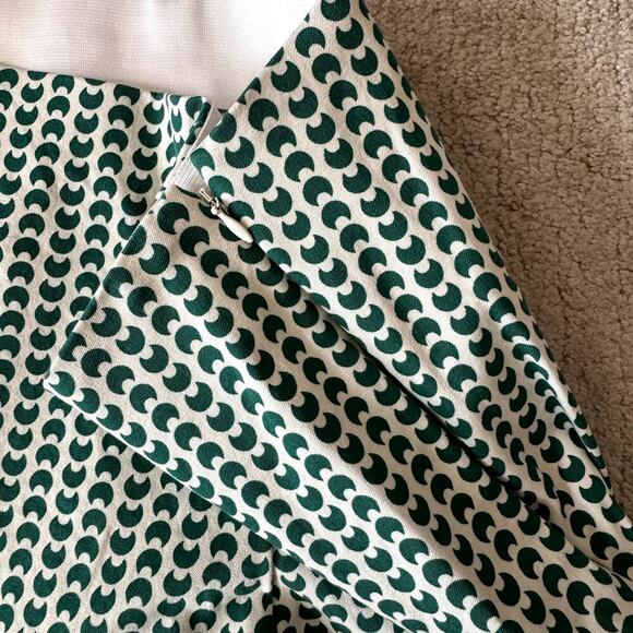 Women's High Rise Slim fit Ankle Pants Green & White Half Moon Print Size 10 - Picture 6 of 6